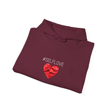 Load image into Gallery viewer, SELFLOVE HOODIE (BLACK-RED HEART Unisex Heavy Blend™ Hooded Sweatshirt)