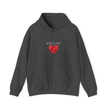 Load image into Gallery viewer, SELFLOVE HOODIE (BLACK-RED HEART Unisex Heavy Blend™ Hooded Sweatshirt)
