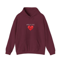 Load image into Gallery viewer, SELFLOVE HOODIE (BLACK-RED HEART Unisex Heavy Blend™ Hooded Sweatshirt)
