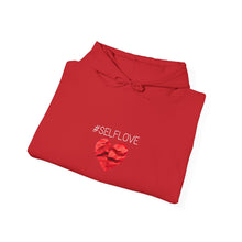 Load image into Gallery viewer, SELFLOVE HOODIE (BLACK-RED HEART Unisex Heavy Blend™ Hooded Sweatshirt)